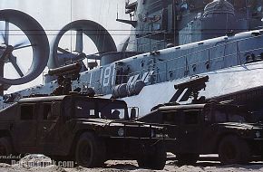 2 Hummer with MILAN of Hellenic Army in Fron of a Zubr Hovercraft of Hellen