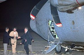 Blair leaving a British Hercules C130 - News Pictures