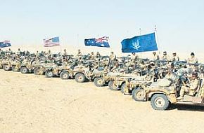 The entire regiment of SASr 6x6 Perenties photo opped Iraq