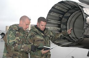 Preflight inspections on an F-16- US Air Force Exercise
