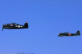 US Navy F6F Hellcat and Japanese Navy A6M Zero