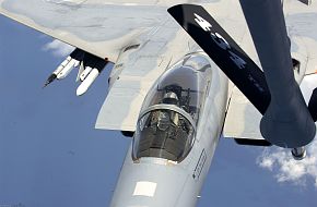 F-15 Eagle is refueled by a KC-135 Stratotanker