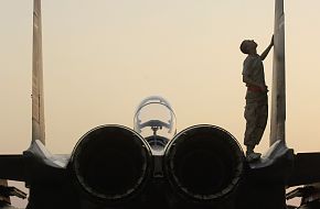 F-15E post flight inspection at RAF Lakenheath