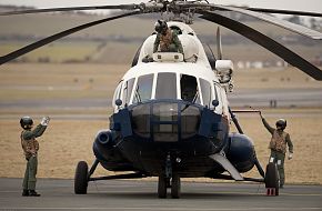 Afghan aircrew prepare for take-off  - Helicopter Training