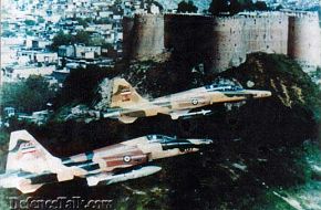 Two IIAF F-5 (Tiger)  Passing a Fortress.