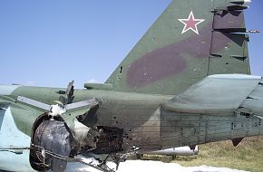 Su-25BM hit by MANPADS over Georgia