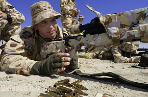 Australian and British snipers conducting a range shoot in Iraq