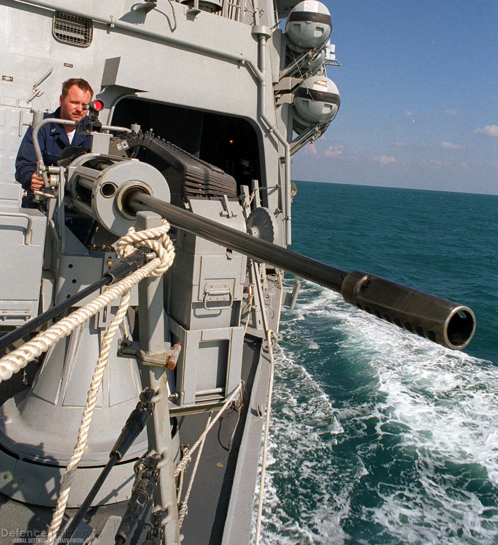 25mm chain gun on USS Benfold (DDG 65) - US Navy