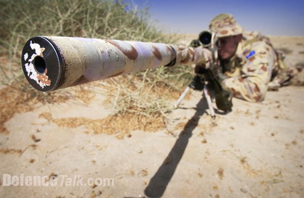 An Australian Army sniper conducting a range shoot with his SR-98 7.62mm Sn