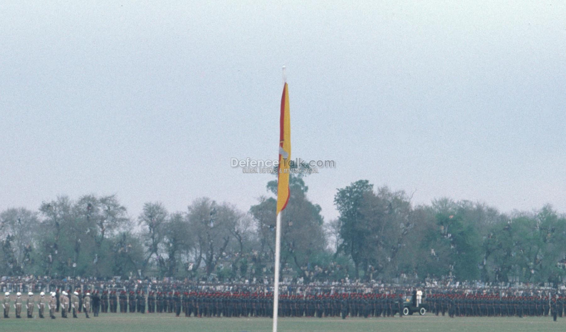 Bhutto inspecting the troops, check trees! - National Day Parade, March 197
