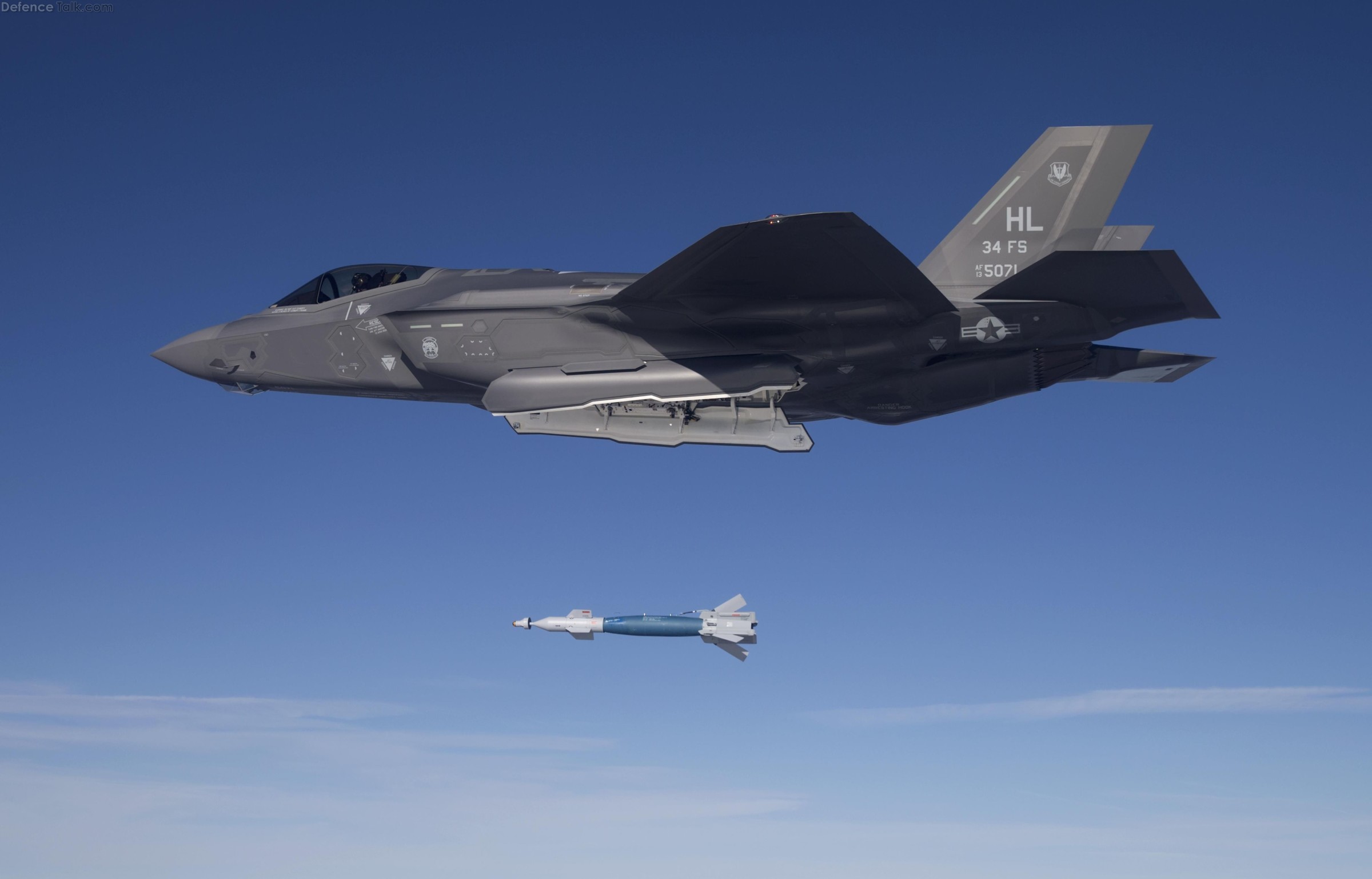 F-35A Drops GBU-12 Laser Guided Bomb