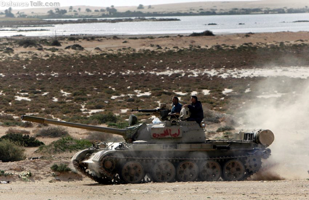 Free Libyan Army T-55 during the battle of Brega