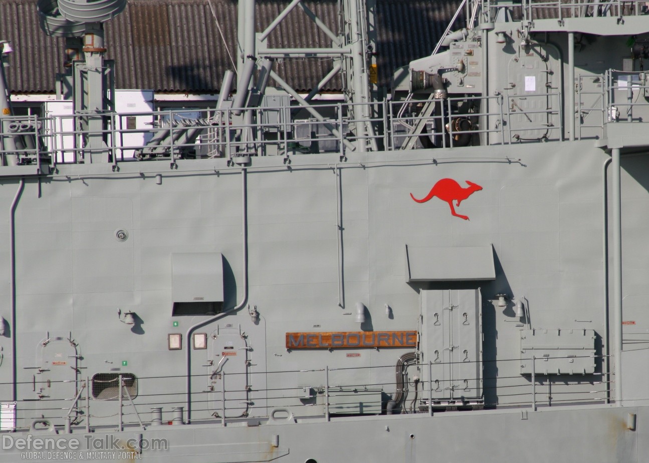 HMAS Melbourne chaff deck and Nulka launcher