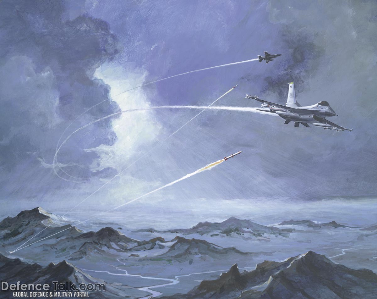 Missile Attack on U.S. F-16s - Military Weapons Art