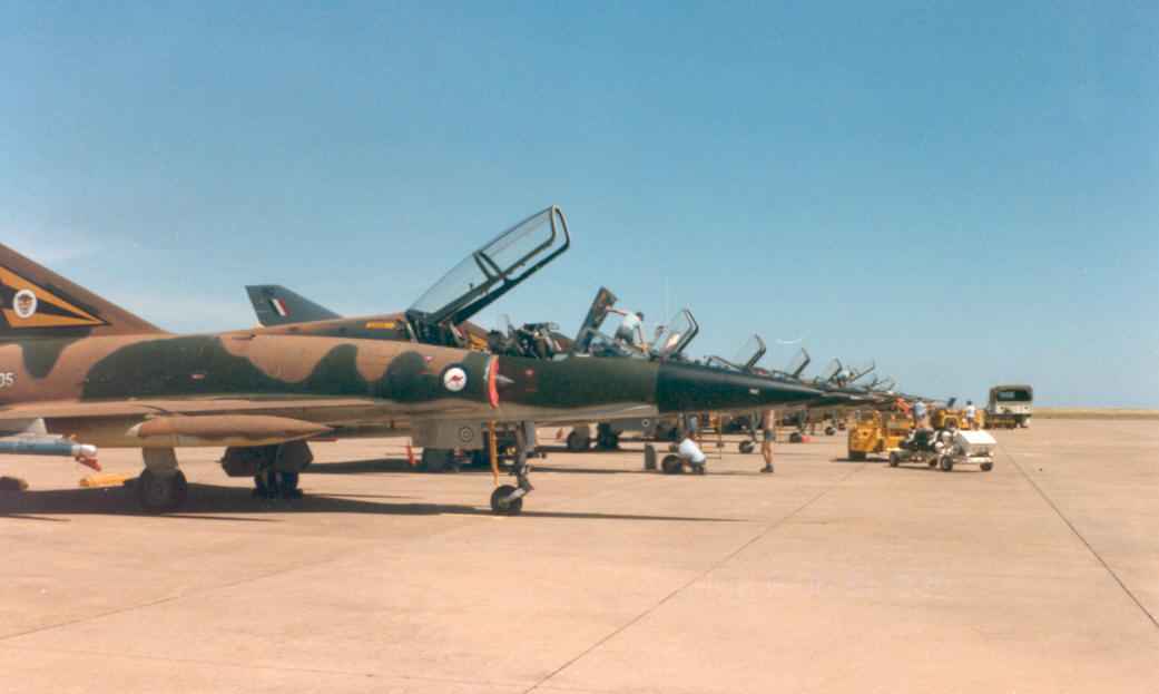 RAAF Mirages lined up at Darwin