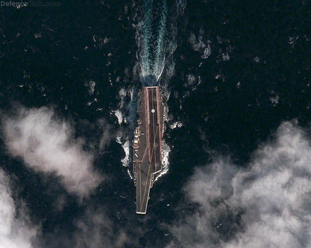 Satellite view of Varyag Aircraft Carrier, China