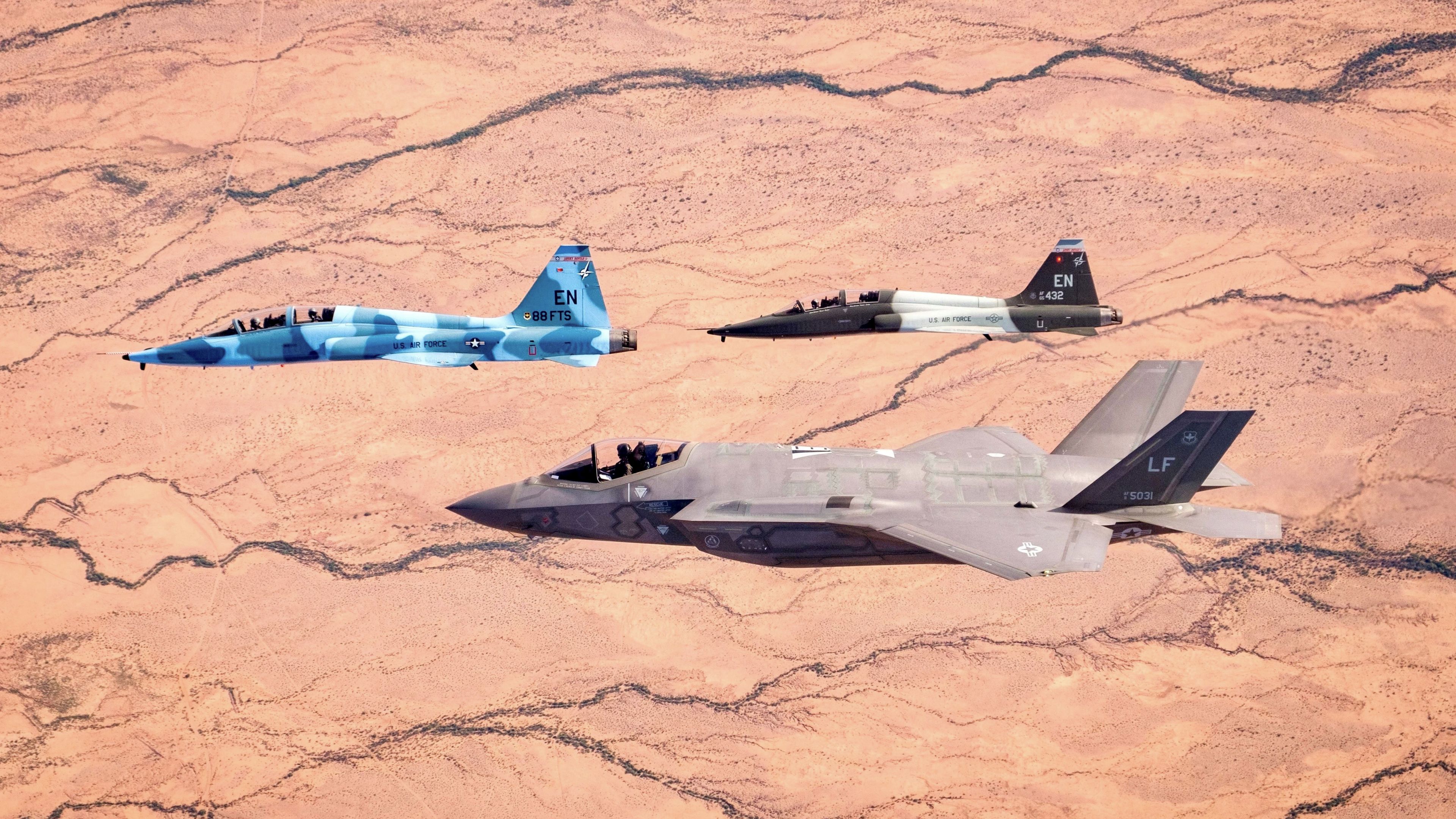 T-38C Talons Fly With F-35 Fighter Jet