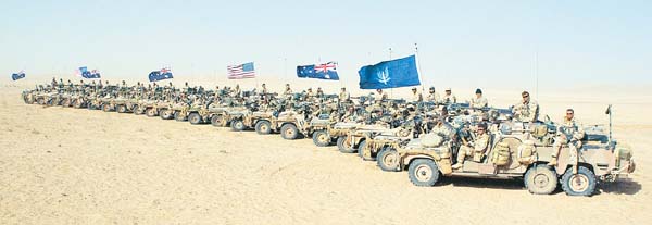 The entire regiment of SASr 6x6 Perenties photo opped Iraq