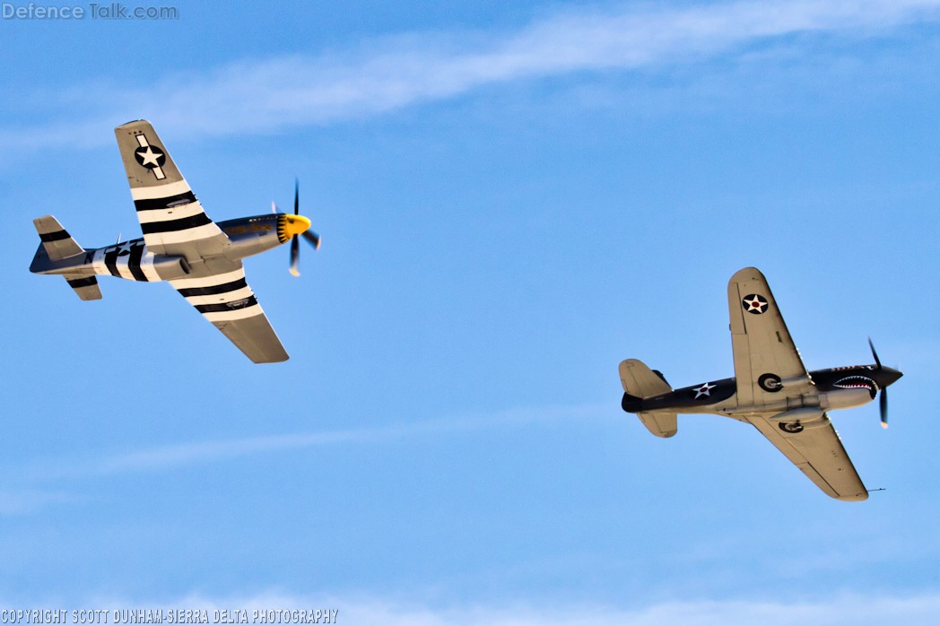 US Army Air Corps P-51D Mustang and P-40K Warhawk