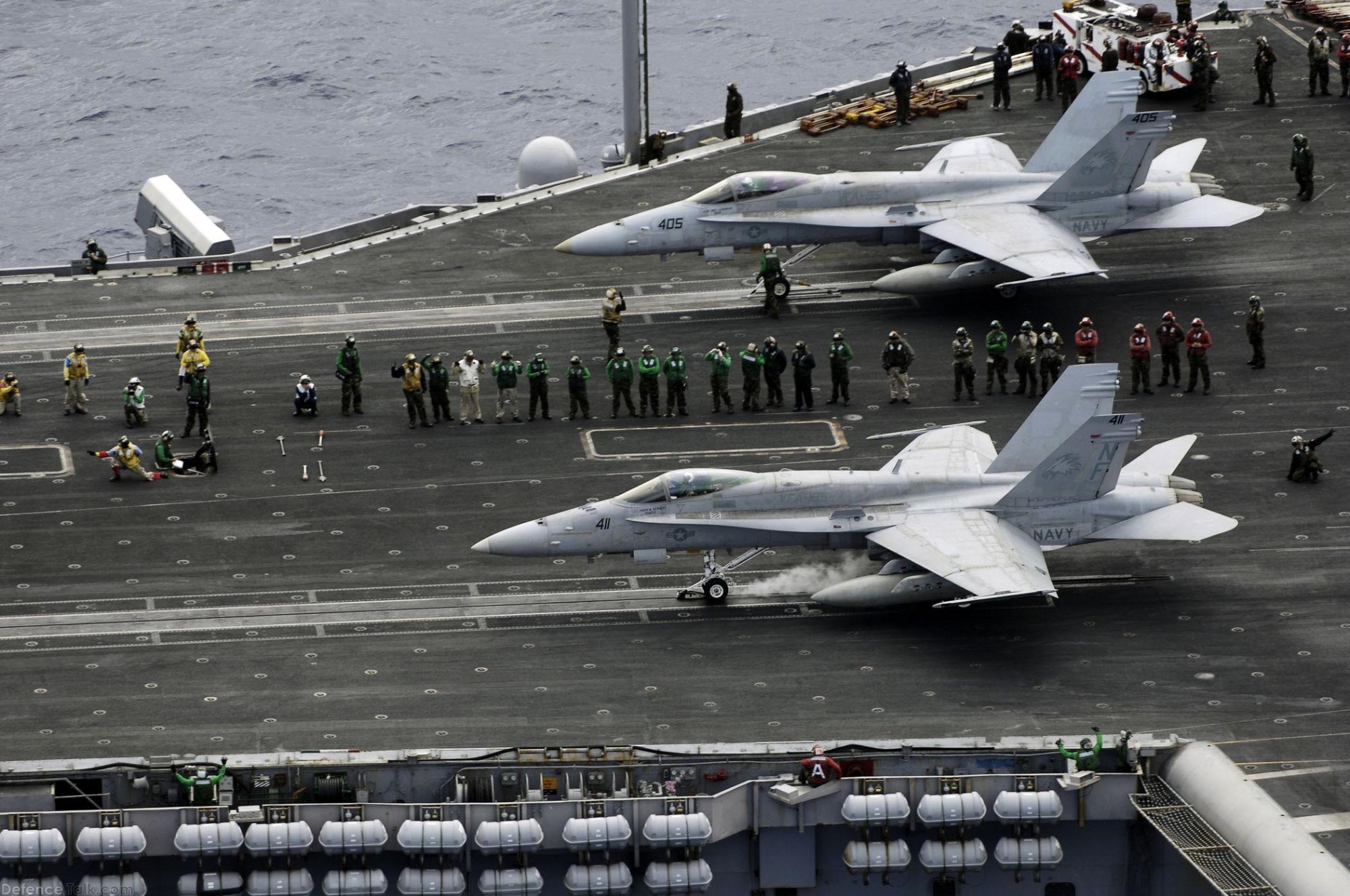 US Navy F/A-18C Hornet launches from USS Kitty Hawk