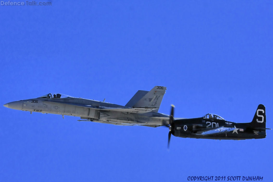 US Navy Legacy Flight -  F/A-18-C Hornet and F8F Bearcat