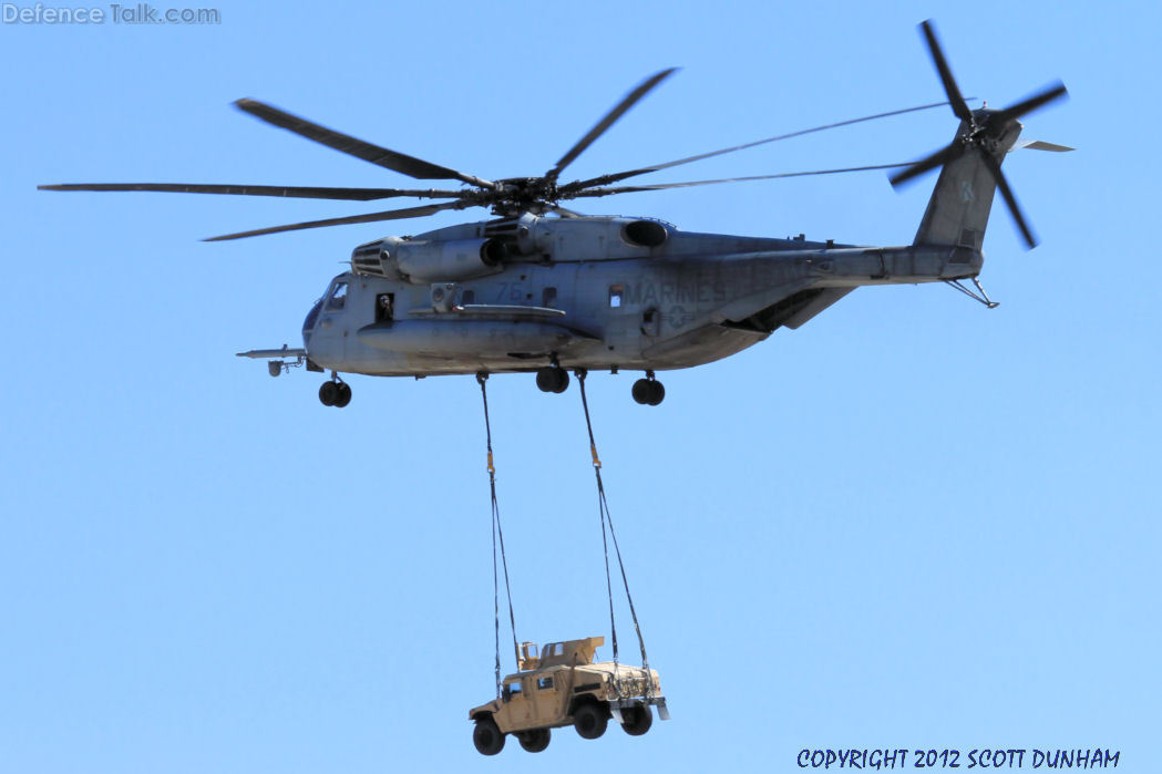 USMC CH-53 Super Stallion transporting HMMWV
