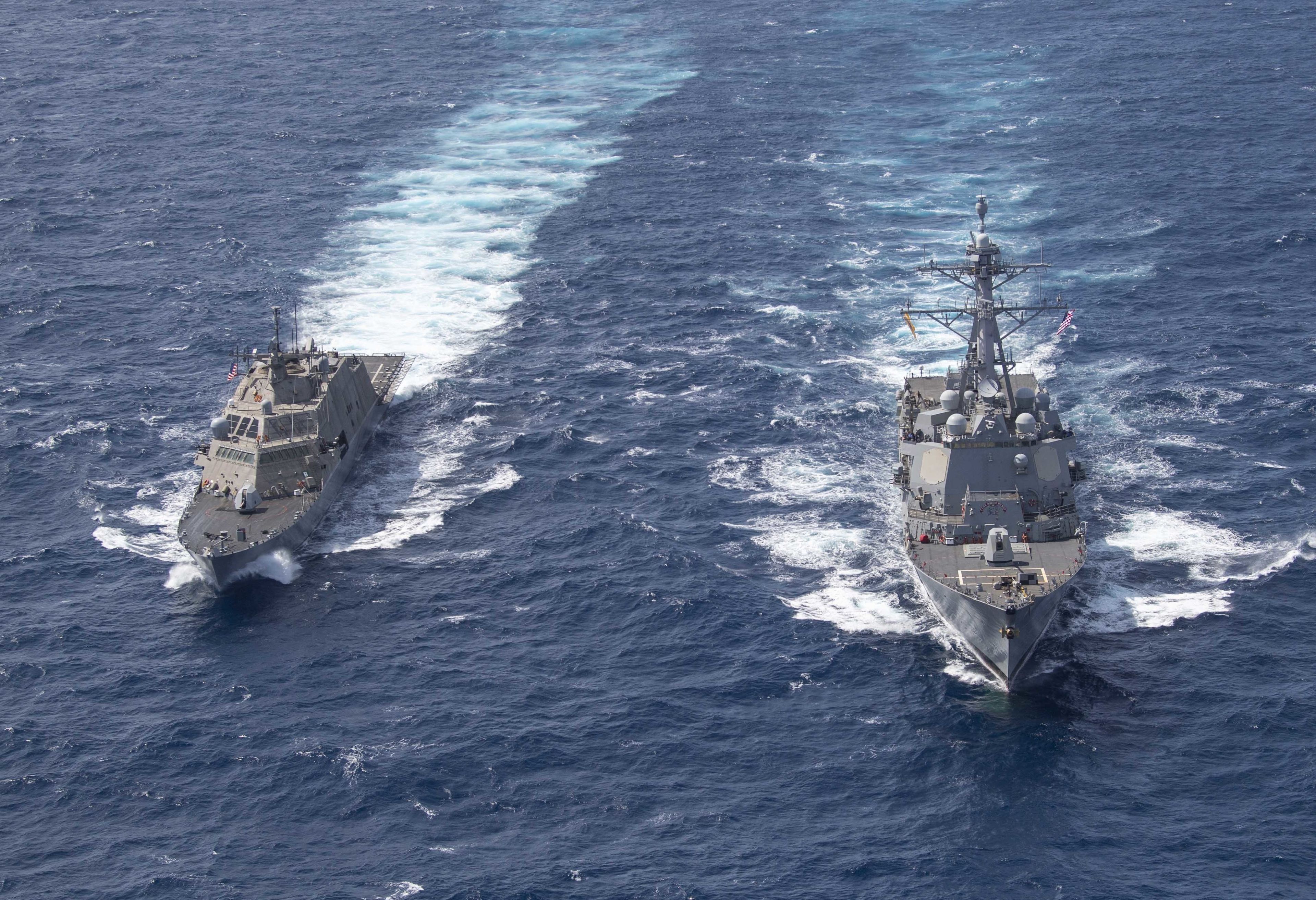 USNavy USS Detroit LCS 7 And USS Gridley DDG 101