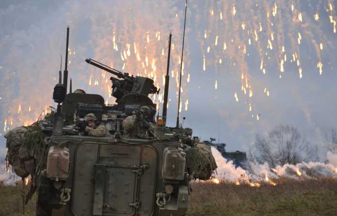 oldiers attack simulated enemy combatants
