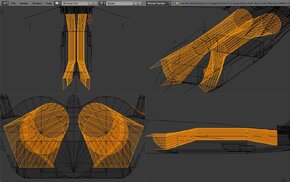 AMCA Blender, 24 aug'26, theoretical straight sections S-duct, quad view, Edit mode, wireframe...jpg