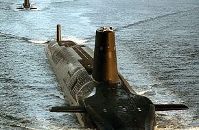 HMS VANGUARD with HMS RESOLUTION (BACKGROUND) . LOCH FINE SCOTLAND.