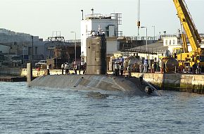 HMS Tireless sails from Gibraltar harbour