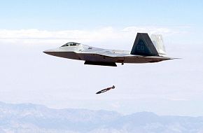 F-22A Raptor of the USAF JDAM drop