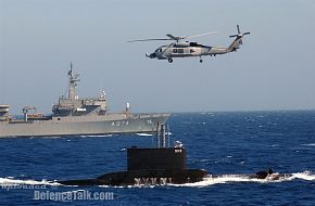 Oil Tanker, Submarine and Aegean Hawk Hellenic Navy