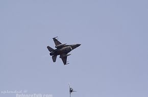 a Hellenic Mirage2000 dogfights with a Hellenic F-16 in Air-Show in Greece