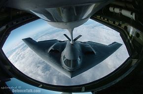 KC-135 Stratotanker refuels B-2 Spirit Bomber - US Air Force