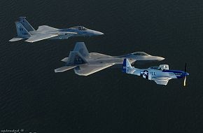 F-15 Eagle, F/A-22 Raptor and P-51 Mustang - US Air Force (USAF)