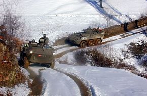 Austrian Pandur APC on Patrol with KFOR