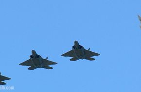 six US Air Force F-22A Raptor stealth fighters