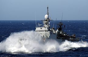 USS Saipan (LHA 2) and Spanish corvette SPS Infanta Elena (P-76)