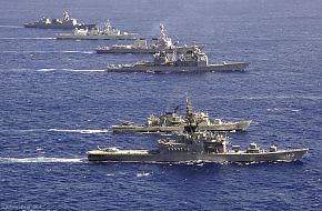 Ships from the participating nations of the multinational Rim of the Pacifi