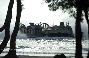 Landing Craft Air Cushion (LCAC) during an amphibious assault