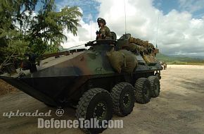 US Marine with M-16 rifle onboard an AAV