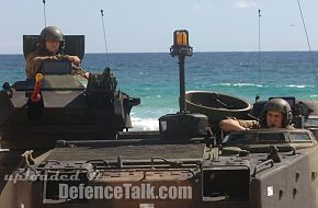 Marines waitin in an an Amphibious Assault Vehicle (AAV)