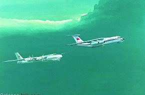 Soviet Midas Tanker Refueling Bear Bomber - Military Weapons Art