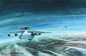 Mainstay AWACS Aircraft with flanker and Fulcrum - Military Weapons Art