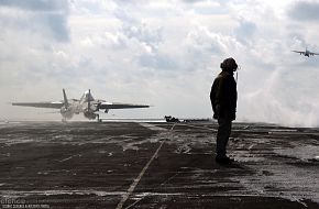 F-14 Tomcat Fighter's Final Deployment - Takes off