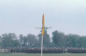 Bhutto inspecting the troops, check trees! - National Day Parade, March 197