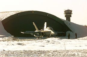 CF-18 Hornet and hangar