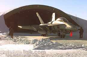 CF-18 Hornet and hangar