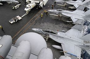 Aircraft parked on USS Kitty Hawk (CV 63) - US Navy